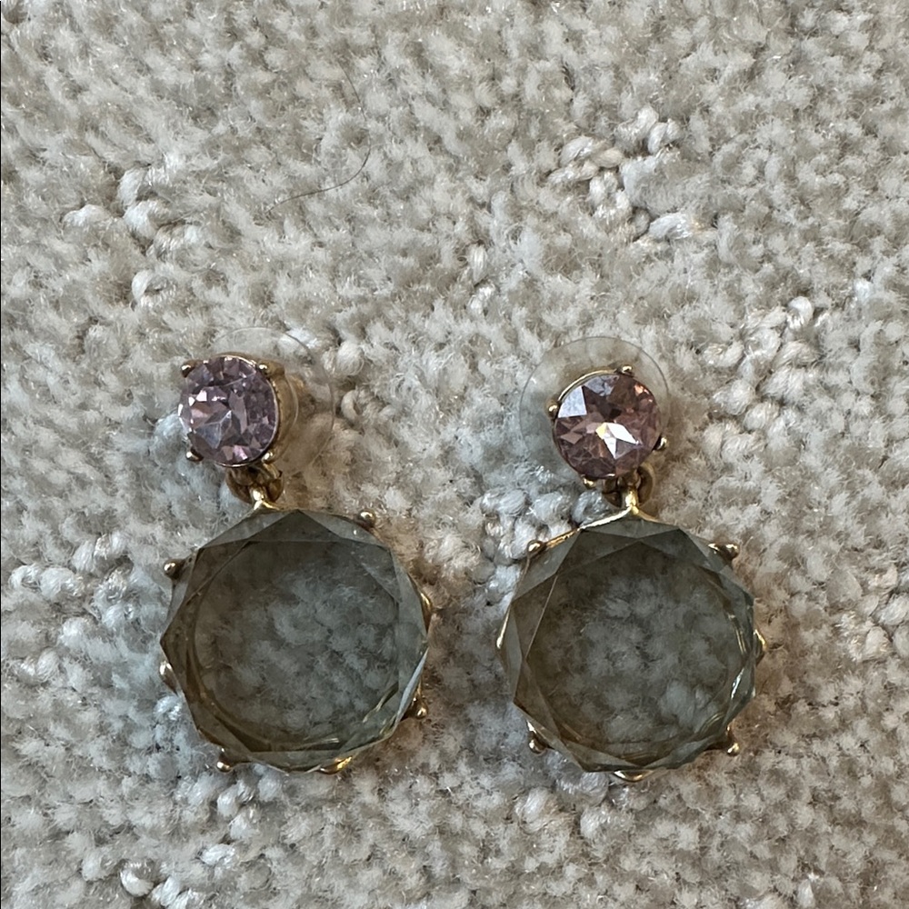 NWT - J. Crew | Crystal Circle Drop Earrings, Green & Purple